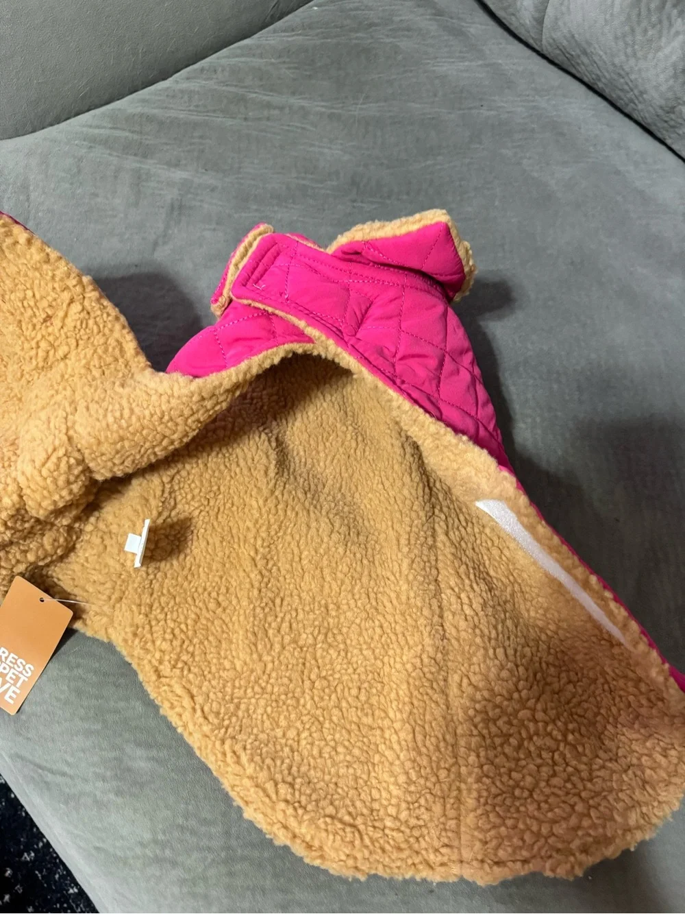 Quilted Pink Sherpa-Lined Dog Coat